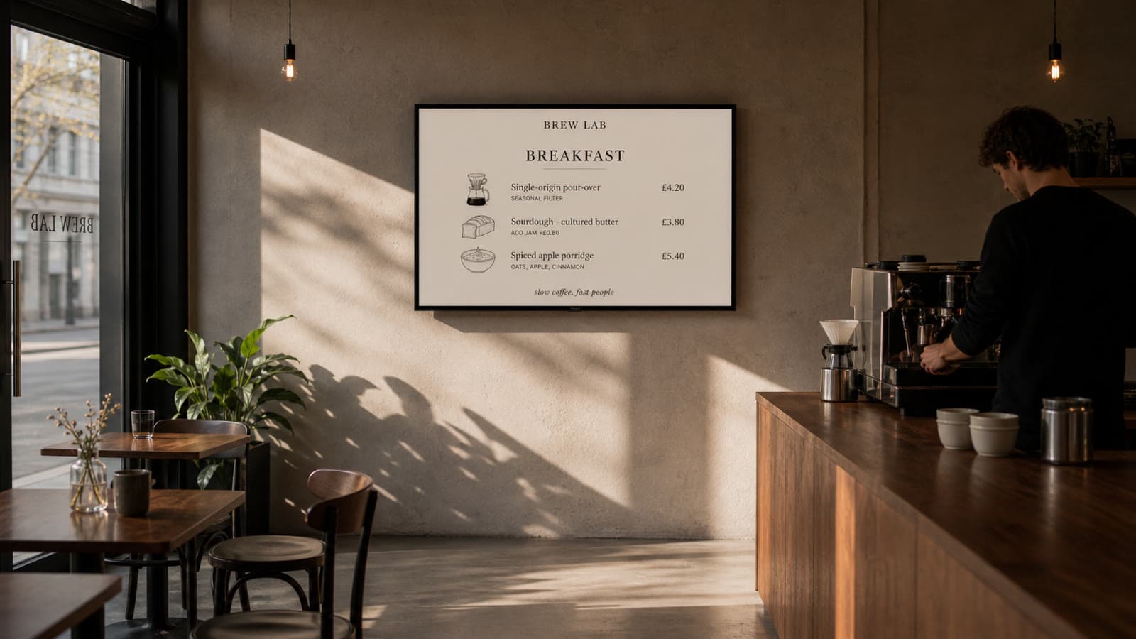 Morning menu board made in AI Studio